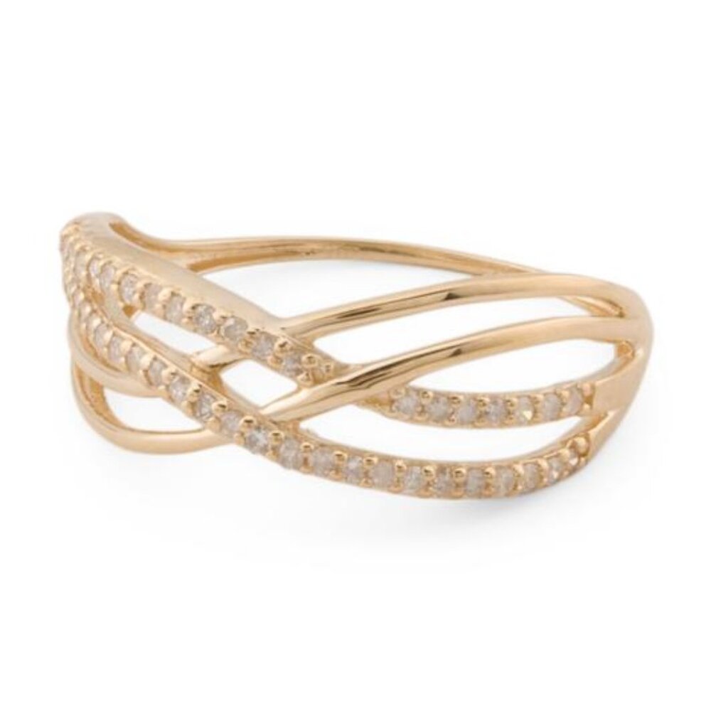 WHITE LOTUS 14kt Gold Diamond Crossover Ring